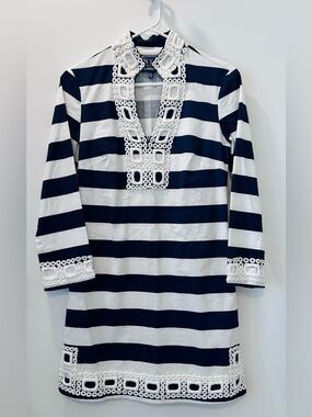 NWOT Sail to Sable Classic Tunic Dress, Navy/White, XS